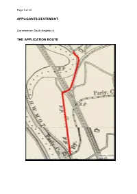 Applicants Statement the Application Route