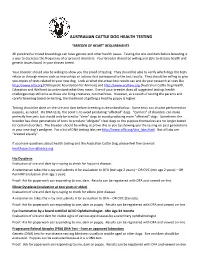 Australian Cattle Dog Health Testing