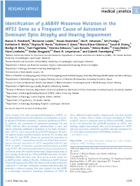 Identification of P.A684V Missense Mutation in the WFS1 Gene As a Frequent Cause of Autosomal Dominant Optic Atrophy and Hearing