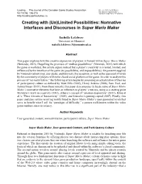 Normative Interfaces and Discourses in Super Mario Maker
