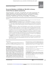 Recurrent Mutations of MYD88 and TBL1XR1 in Primary Central Nervous System Lymphomas
