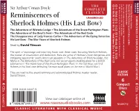REMINISCENCES of SHERLOCK HOLMES (HIS LAST BOW) REMINISCENCES of SHERLOCK HOLMES (HIS LAST BOW) Reminiscences of Sherlock Holmes (His Last Unabridgedbow)