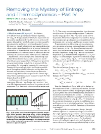 Removing the Mystery of Entropy and Thermodynamics – Part IV Harvey S