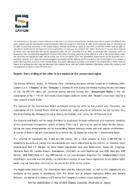Saipem: Early Ending of the Offer to the Market of the Unexercised Rights