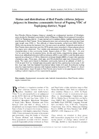 Status and Distribution of Red Panda (Ailurus Fulgens Fulgens) in Simsime Community Forest of Papung VDC of Taplejung District, Nepal