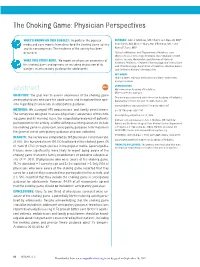 The Choking Game: Physician Perspectives