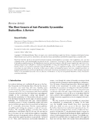 The Host Genera of Ant-Parasitic Lycaenidae Butterflies: a Review