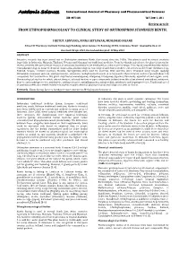 A Comprehensive Review of Orthosiphon Stamineus Benth