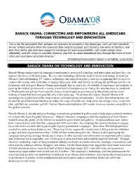 Barack Obama: Connecting and Empowering All Americans Through Technology and Innovation