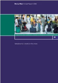 De La Rue Annual Report 2000 Solutions for a World on the Move