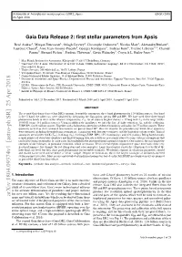 Gaia Data Release 2: First Stellar Parameters from Apsis