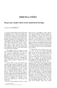 MISCELLANÉES Rongorongo Glyphs Clarify