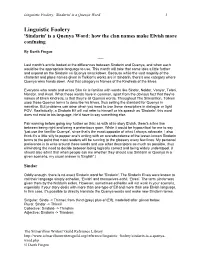 Name Calling: Group Identity and the Other Among First Age Elves