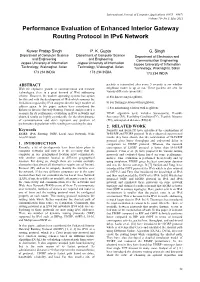 Performance Evaluation of Enhanced Interior Gateway Routing Protocol in Ipv6 Network