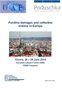 Punitive Damages and Collective Actions in Europe