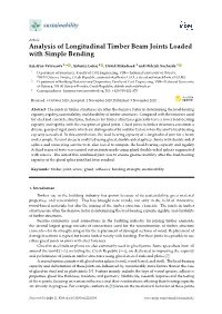 Analysis of Longitudinal Timber Beam Joints Loaded with Simple Bending