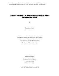 Category-Specificity of Women's Sexual Arousal