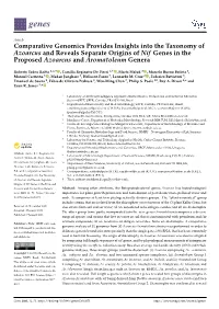 Comparative Genomics Provides Insights Into the Taxonomy of Azoarcus and Reveals Separate Origins of Nif Genes in the Proposed Azoarcus and Aromatoleum Genera