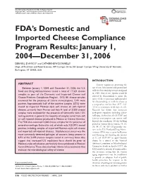 FDA's Domestic and Imported Cheese Compliance Program Results