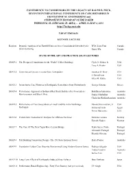 List of Abstracts