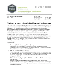 Multiple Projects Scheduled in Kane and Dupage Area