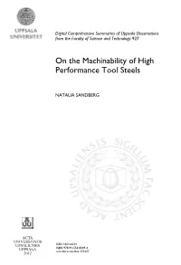 On the Machinability of High Performance Tool Steels