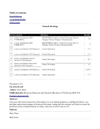 Table of Contents Search Strategy 1
