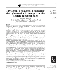 Try Again. Fail Again. Fail Better: the Cybernetics in Design and the Design in Cybernetics