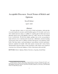 Acceptable Discourse: Social Norms of Beliefs and Opinions