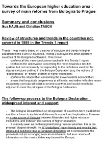 Interim Conclusions of the Trends II Analysis
