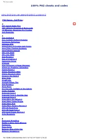 PS2 Cheat Codes 100% PS2 Cheats and Codes