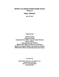 UPPER COLORADO RIVER BASIN STUDY Phase II FINAL REPORT