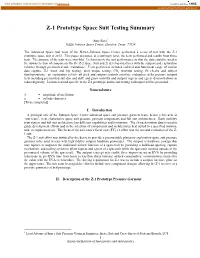 Z-1 Prototype Space Suit Testing Summary