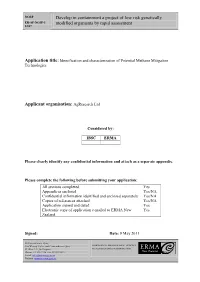 Application to Develop Low Risk Gmos