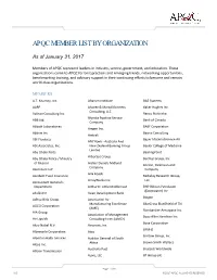 Apqc Member List by Organization