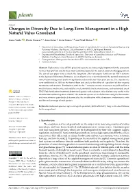 Changes in Diversity Due to Long-Term Management in a High Natural Value Grassland