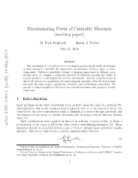 Discriminating Power of Centrality Measures (Working Paper)