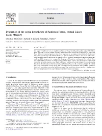 Evaluation of the Origin Hypotheses of Pantheon Fossae, Central Caloris Basin, Mercury
