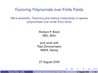 Factoring Polynomials Over Finite Fields