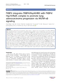 FKBP4 Integrates FKBP4/Hsp90/IKK with FKBP4/Hsp70/Rela Complex To