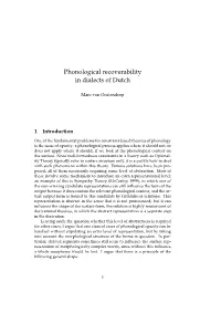 Phonological Recoverability in Dialects of Dutch