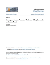 The Impact of Cognitive Loads on Decision Regret