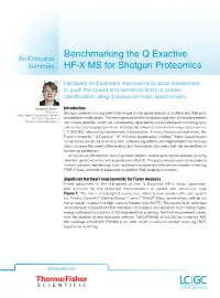 Benchmarking the Q Exactive Hf-X Ms for Shotgun Proteomics