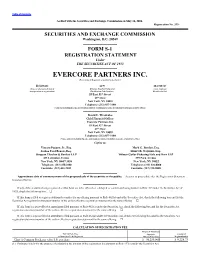 EVERCORE PARTNERS INC. (Exact Name of Registrant As Specified in Its Charter)