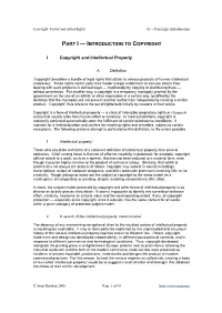 Part I — Introduction to Copyright