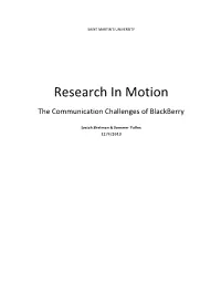 Research in Motion the Communication Challenges of Blackberry