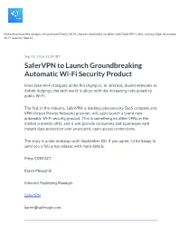 Safervpn to Launch Groundbreaking Automatic Wi-Fi Security Product