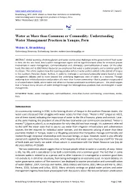 Water As More Than Commons Or Commodity: Understanding Water Management Practices in Yanque, Peru