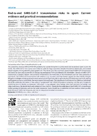 End-To-End SARS-Cov-2 Transmission Risks in Sport: Current Evidence and Practical Recommendations