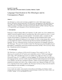 Language Classification in the Ethnologue and Its Consequences (Paper)